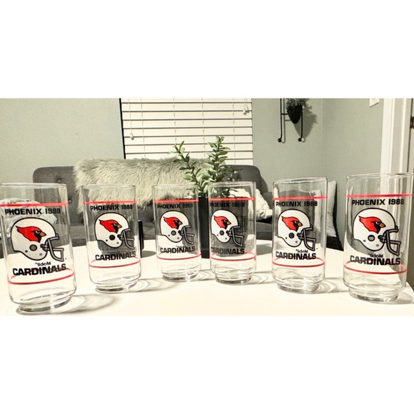 Set of 6- Vintage Arizona Phoenix Cardinals 1988 Mobil Drink Ware - Picture 6 of 6